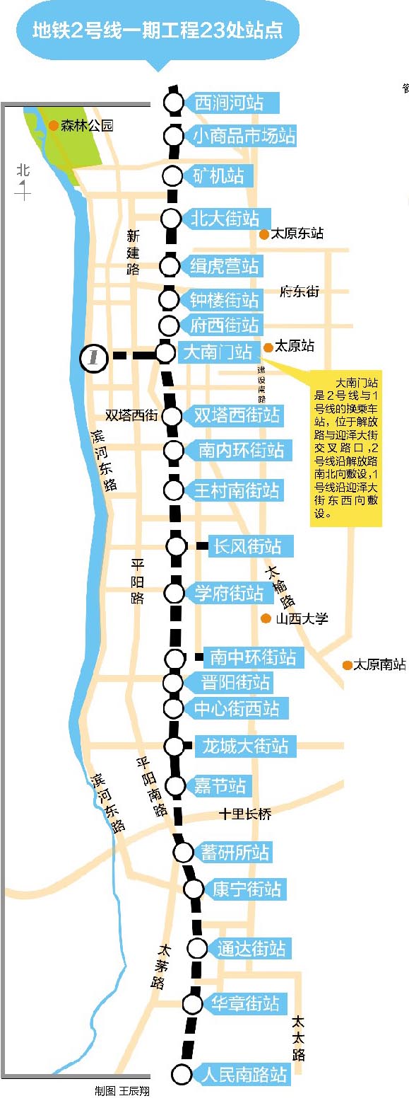 太原地铁2号线於3月11日开工 预计2020年底通车